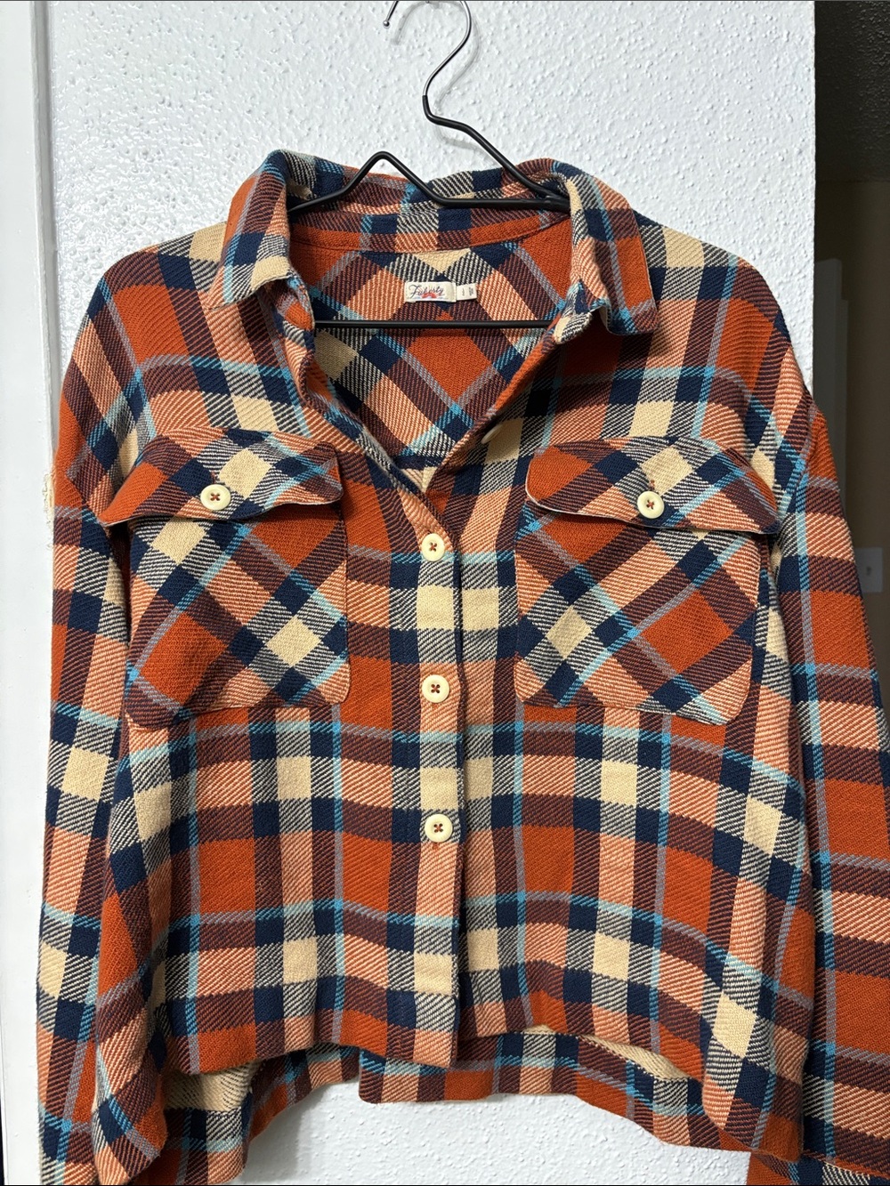 Faherty Plaid Button-Front Shirt - Orange & Navy